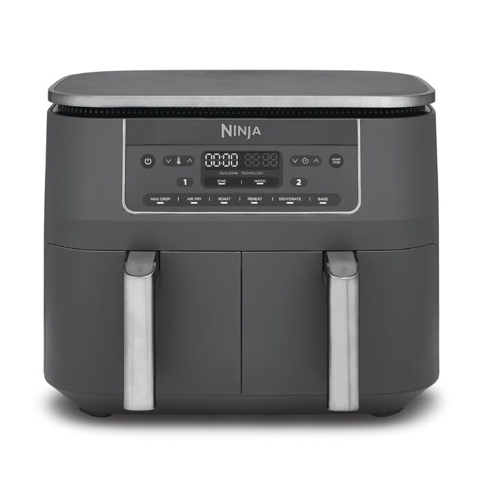Аерофритюрниця Ninja Dual Zone DZ400EU з двома кошиками, 9.5л, 6-в-1, цифрова керування, Metallic Grau