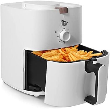 Аерофритюрниця Heißluftfritteuse 4L XL, 1500W з функціями підігріву та підігріву страв, антипригарний кошик, без олії, біла