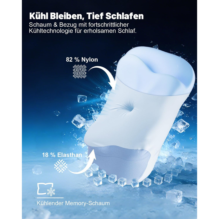 Подушка для шиї та голови IDEA з Memory Foam, ортопедична, антихропічна, для сну на боці, спині та животі (1 шт)