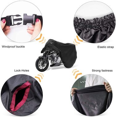 Чохол для мотоцикла Limirror, складаний, водонепроникний, для Harley-Davidson, Honda, Suzuki, захисна накидка для вулиці та приміщення, чорний, розмір L (220x95x110 см)