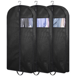 Набір чохлів для одягу KIMBORA для шафи та подорожей, навісні сумки для пальта, курток та сорочок з ручками, 137 см, 3 шт.