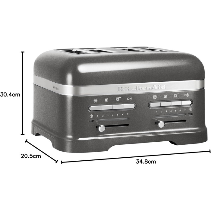 Тостер KitchenAid Artisan 5KMT2204 (Pebble Palm) на 4 тости, сріблястий