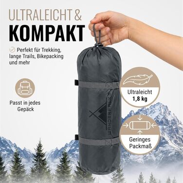 Ультралегкий намет для трекінгу та кемпінгу WANDERFALKE Trail на 1-2 особи, водонепроникний 4000мм, компактний намет для байкпакінгу та подорожей (Polar Blue, TRAIL 1)
