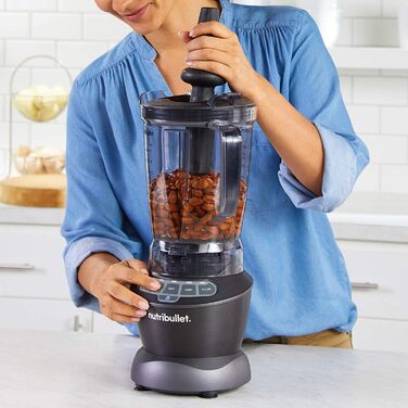 Блендер Nutribullet 1000 Вт, електричний, 1,6 л, мультифункціональний, сірий, модель NBF450DG (2020), професійний стаціонарний міксер