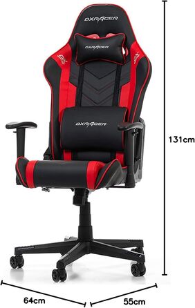 Ігрове крісло DXRacer PRINCE L, чорний та червоний, оригінальна модель, PVC шкіра