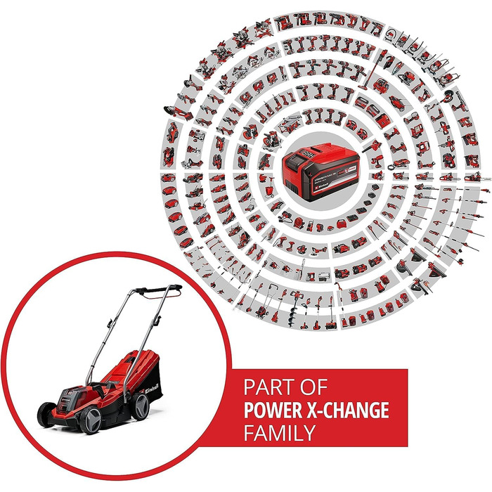 Акумуляторний газонокосарка Einhell GE-CM 18/33 Li Kit Power X-Change (18 В, ширина косіння 33 см, до 200 м², Brushless, кошик 30 л, висота косіння 25-65 мм, з акумулятором 4,0 Ah + зарядним пристроєм)
