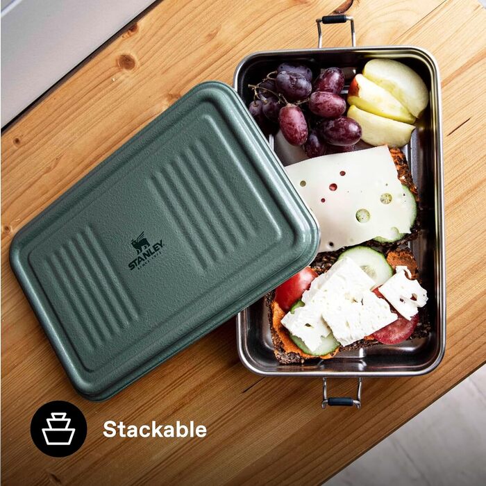 Ланчбокс зі сталі Stanley Classic 1.2L Hammertone Green — герметичний контейнер для їжі з нержавіючої сталі, BPA-free