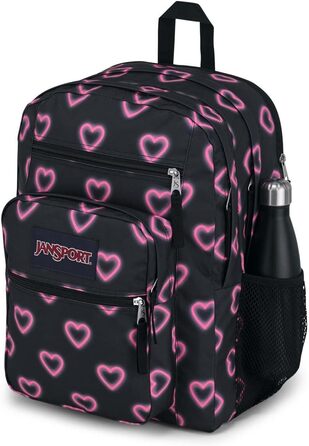 Рюкзак JanSport BIG STUDENT для школи та міста, чорний з принтом Happy Hearts, великий об'єм
