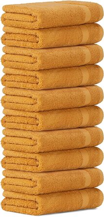 Набір рушників для обличчя Luckytowel 10 шт, 30x30 см, 100% бавовна, 600 г/м², сертифікат Oeko-Tex, золотий колір