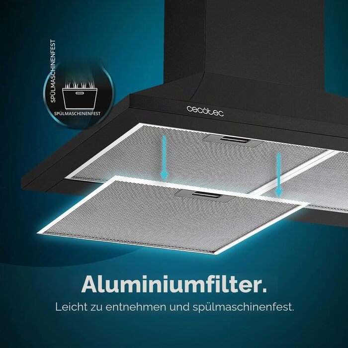 Витяжка кухонна піраміда Cecotec Bolero Flux PM 604300, 60 см, потужність 430 м³/год, механічне керування, чорна