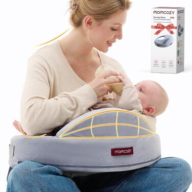 Підтримка для годування Momcozy Innovatives Stillkissen з Memory Foam – стабільна та м'яка, ергономічна, широка, регульована, знімний чохол, сірий (преміум-меморі-піна) CozyLite