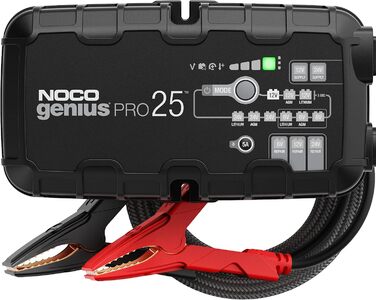 NOCO GENIUSPRO25: Професійне зарядне пристрій для акумуляторів 25A, 6V/12V/24V – Інтелектуальний зарядний пристрій, десульфатор та блок живлення з захистом від перевантаження та температурною компенсацією – Для свинцево-кислотних та літієвих акумуляторів
