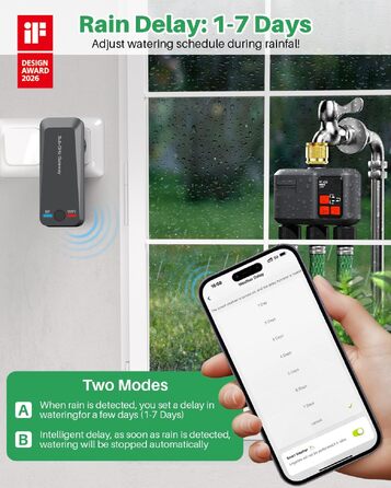 Розумний таймер поливу Johgee WiFi з радіоуправлінням 300м, сумісний з Alexa та Smart Life, для саду та газону (3 виходи, латунний вхід)