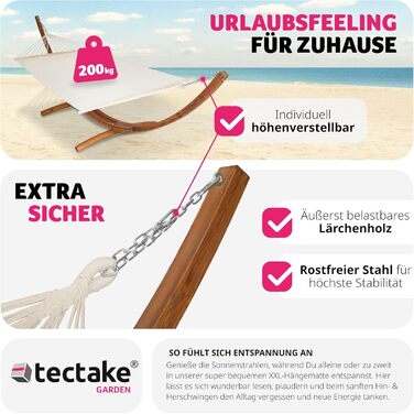 Гамак tectake XXL для двох, з металевою стійкою, 205x150 см, навантаження до 200 кг, подвійний лежак для саду, балкона та тераси