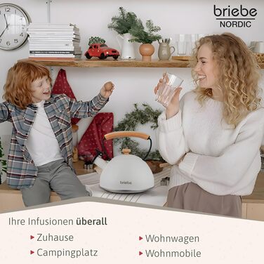 Тостер Briebe Nordic Set 2-слотовий з підставкою для булочок, 6 рівнів підсмажування + Електричний чайник індукційний 2.3л, нержавіюча сталь, без BPA, набір для сніданку в скандинавському дизайні, білий
