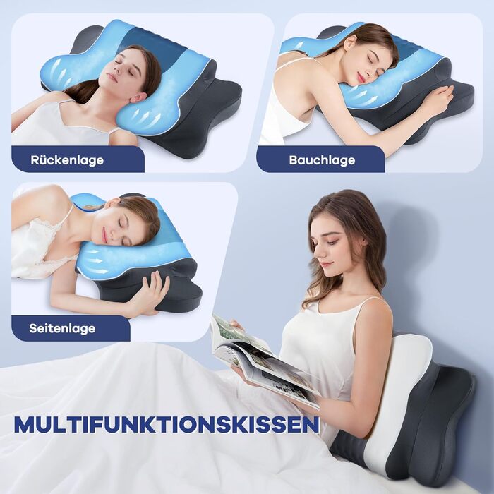 Подушка для сну DONAMA з Memory Foam: ортопедична подушка для шиї та голови для сну на боці, спині та животі з чохлом