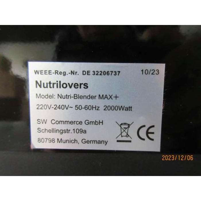Потужний блендер NUTRI-BLENDER MAX+ 2000Вт, професійний стаціонарний міксер для смузі, 2 л Tritan (без BPA), 9 швидкостей, цифровий таймер, рецепт-книга