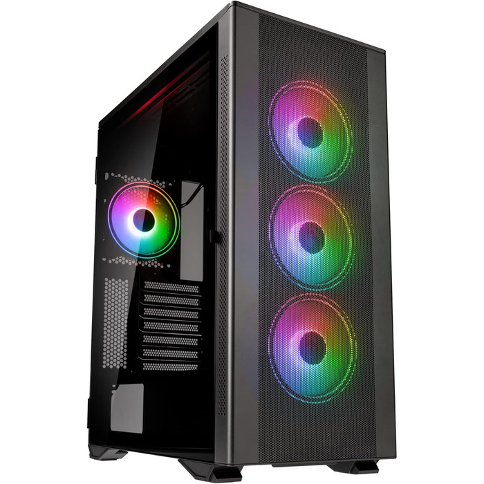 Корпус для ігрового ПК Kolink Stronghold Prism RGB чорний, EATX, Mesh-панель, відкидна дверцята із загартованого скла, 4x 120 мм ARGB вентилятори, Midi Tower