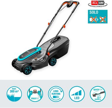 Акумуляторний газонокосарка Gardena PowerMax 37/36V P4A: готовий до використання набір, ширина зрізу 37 см, об'єм травоспіральника 45 л, регулювання висоти зрізу, двигун PowerPlus з Eco-режимом
