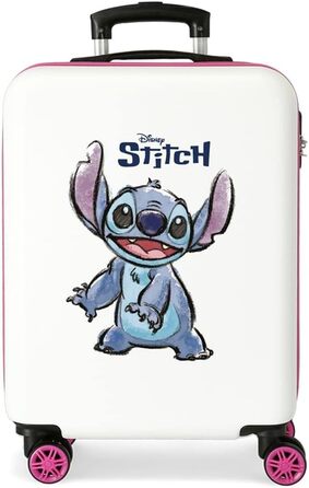 Дитяча валіза Disney Stitch 38x55x20 см, біла, ABS, 35 л, 2 кг, ручна поклажа з кодовим замком та 4 подвійними колесами