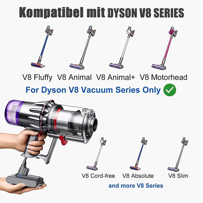 Потужний акумулятор для пилососа Dyson V8 (SV10) 8.0Ah/8000mAh — заміна Li-Ion для моделей Animal, Absolute, Motorhead, Fluffy