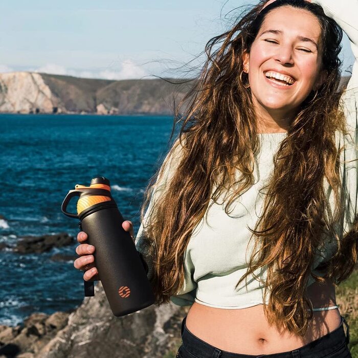 Спортивна термопляшка Fjbottle з нержавіючої сталі з магнітною кришкою, герметична та без BPA, для води та газованих напоїв, 1000 мл, Рожева