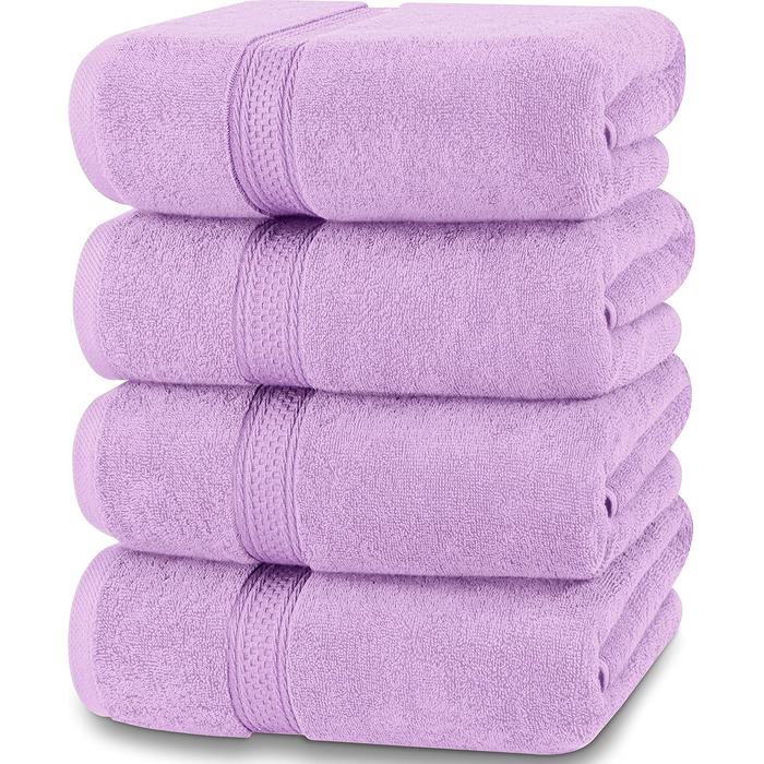 Рушники для ванної Utopia Towels, набір 4 шт, лаванда, 100% бавовна, 600 г/м², м'які та дуже вбираючі, швидко сохнуть, для щоденного використання