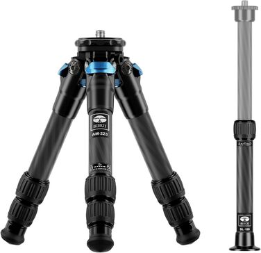 SIRUI AM-223+SL-100 Міні штатив з вуглецевого волокна для камер, легкий настільний фотоштатив з висувною центральною колонною, максимальна висота 66 см, вантажопідйомність 12 кг
