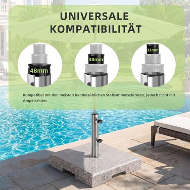 Стійка для парасольки Sunula Granit для балкона та саду, гранітна база 45x22.5 см (30 кг), під трубу 22-38 мм