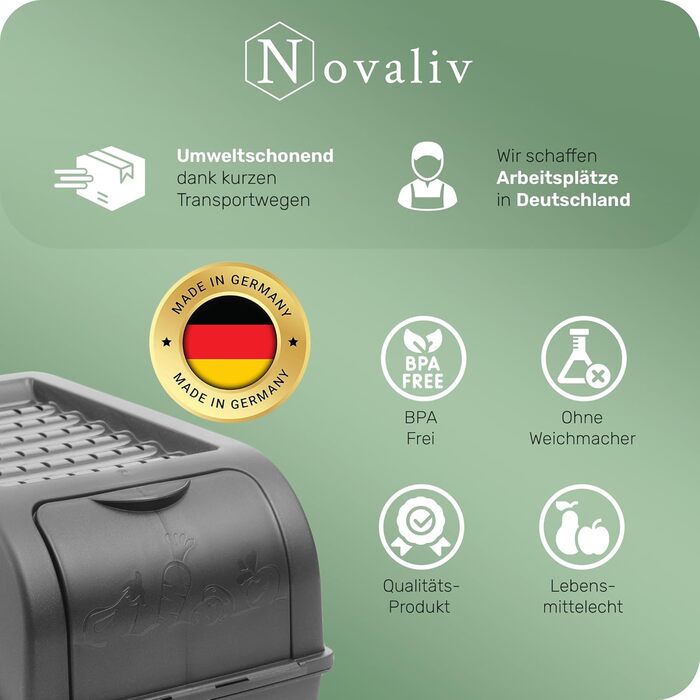 Коробка для зберігання картоплі Novaliv | 2 шт по 5 л | Антрацитовий сірий | Контейнер для цибулі та овочів | Складається | 5 літрів