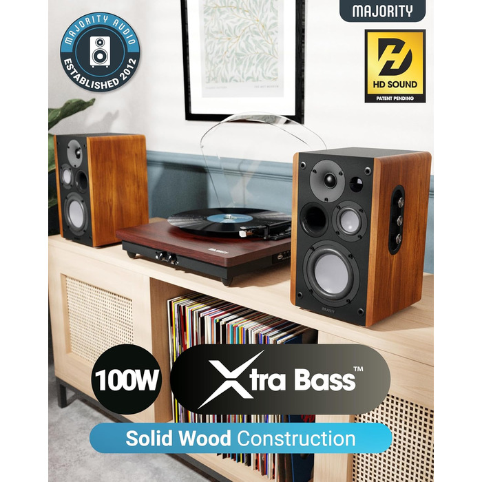 Bluetooth колонка Majority D100 100W HiFi – активна стереосистема з HDMI ARC, Xtra Bass, дерев'яний корпус
