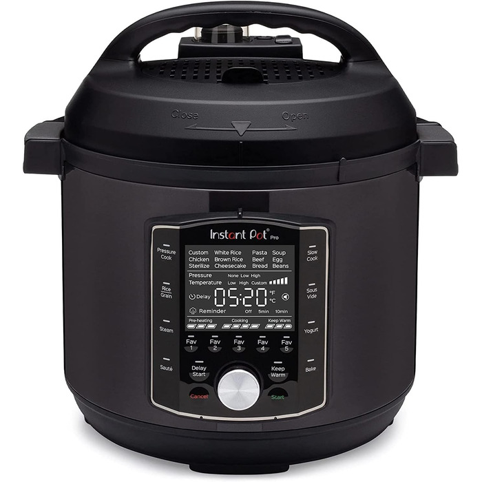 Мультиварка Instant Pot Pro 10-в-1, 5,7 л, 1200 Вт, електрична, швидковарка, рисоварка, пароварка, для йогурту, стерилізатор, Sous Vide, чорна нержавійка