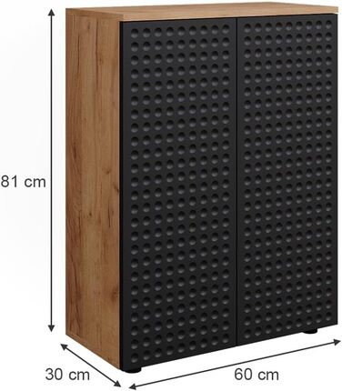 Шафа для ванної Vicco Irma, золота дубова/антрацит, 60x81 см, антрацит з візерунком