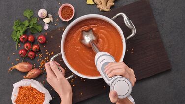 Блендер Braun MultiQuick 5 Vario MQ 5220WH, 1000 Вт, з нержавіючою насадкою, біло-сірий, комплект 2 аксесуари
