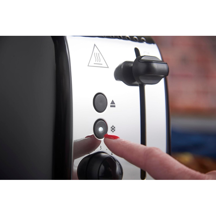 Тостер Russell Hobbs Colours Plus Edelstahl на 2 тости, чорний - з підставкою для булочок, 6 режимів підсмажування, розморожування, функція Lift & Look, 1600 Вт