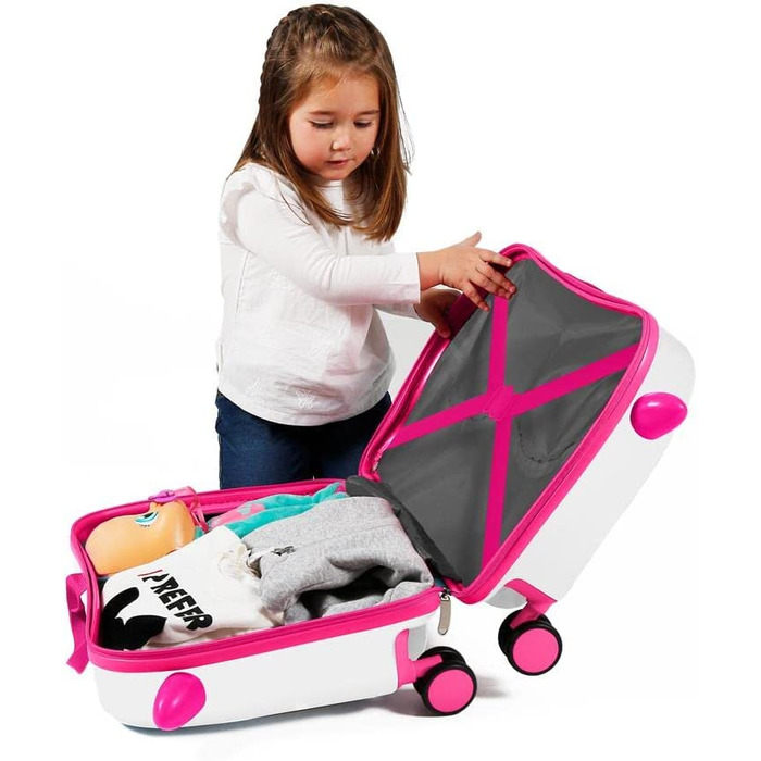 Дитяча валіза Roll Road Little Me, Єдиноріг, біла, 50x38x20 см, ABS-пластик, 34 л, 4 колеса, кодовий замок