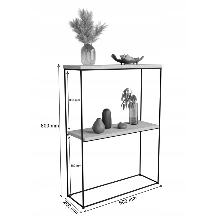Консольний столик FutuStal, білий глянцевий з золотими елементами, 60 x 80 x 20 см