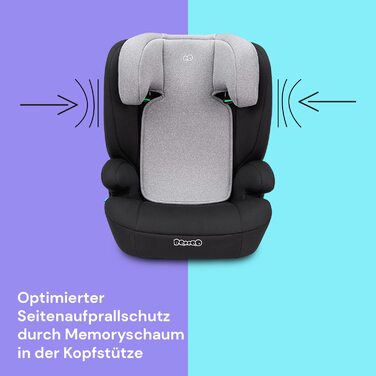 Дитяче автокрісло Booboo Safety Oslo без Isofix, i-Size 100-150 см, з підголівником, від 3 років, чорний/сірий