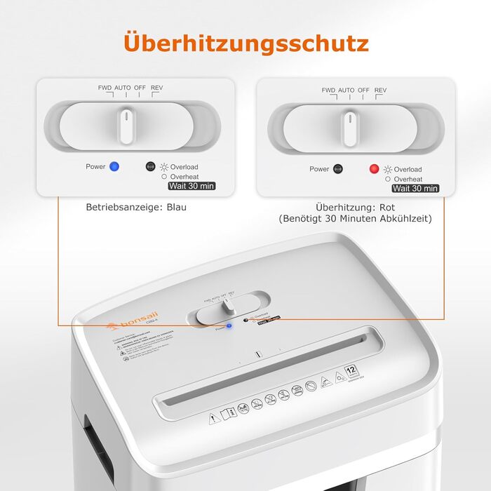 Шредер Bonsaii Aktenvernichter 12 Blatt C282-A: 12 аркушів, P-4, для документів, кредиток, CD, 20л контейнер