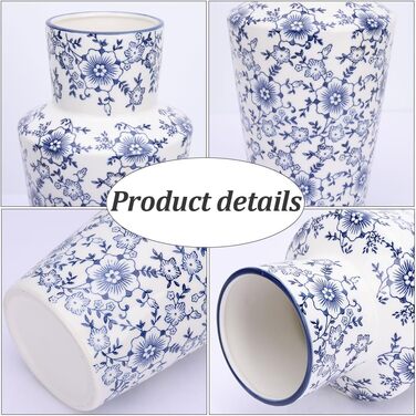 Ваза керамічна Blau-weiße Blumenvase в стилі Chinoiserie 27.9 см, вінтажна ваза для квітів, декор в сільському стилі