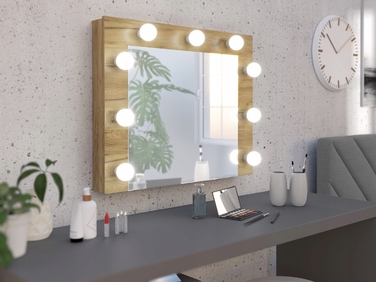 Туалетний столик Meblowa1, чорна матова ламінована плита, з LED-дзеркалом, 120x76x45 см