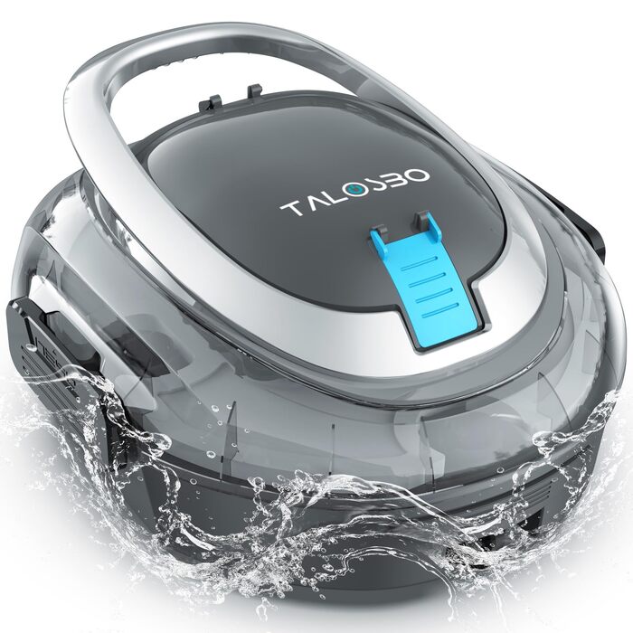 Робот-пилосос для басейну TALOSBO S2 з подвійною фільтрацією, акумуляторний, 90 хв роботи, для неглибоких басейнів (сірий)