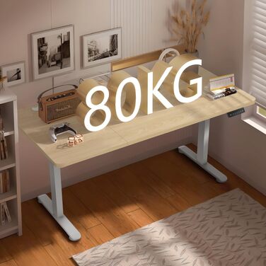 Електричний підйомний стіл Homall з регулюванням висоти, USB-портом та таймером нагадування, робочий стіл для роботи стоячи та сидячи (Бежевий, 120 x 60 см)