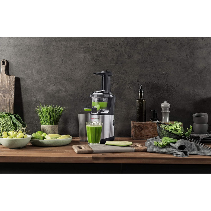 Соковижималка GASTROBACK Slow Juicer Advanced Vital, чорна, срібляста, повільного віджиму, для овочів і фруктів