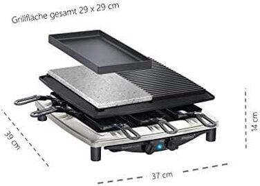 Мультигриль 3в1 Steba RC 4 plus deluxe: раклет, гриль та гарячий камінь, 1.5 кВт, нержавіюча сталь/чорний