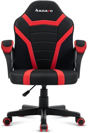 Дитяче ігрове крісло Huzaro Ranger 1.0, ергономічне, сучасний дизайн, з підлокітниками, регулюванням висоти, гумові колеса, червоне, сітка