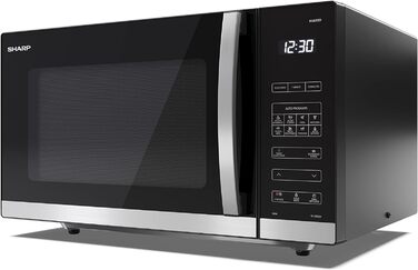 Мікрохвильова піч SHARP QS302AEB, 900 Вт, 10 режимів, функція розморожування, чорна