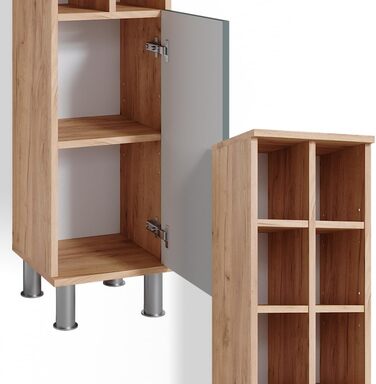 Пенал для ванної Vicco Fynn, зелений/дуб золотий, 30x130,6 см, з великою дверцятю