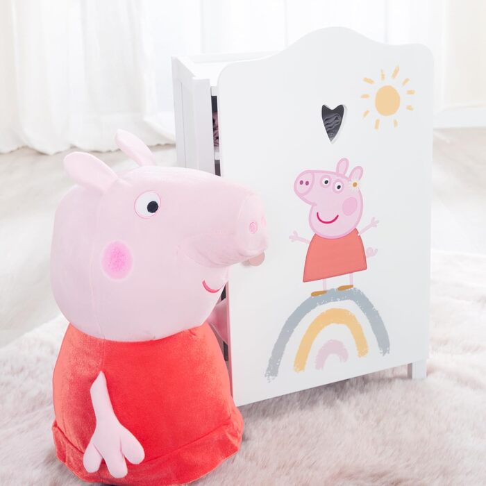 Дитяча шафа для лялькового одягу Peppa Pig, дерев'яна, біла, з малюнком з мультсеріалу, меблі для ляльок, для зберігання аксесуарів