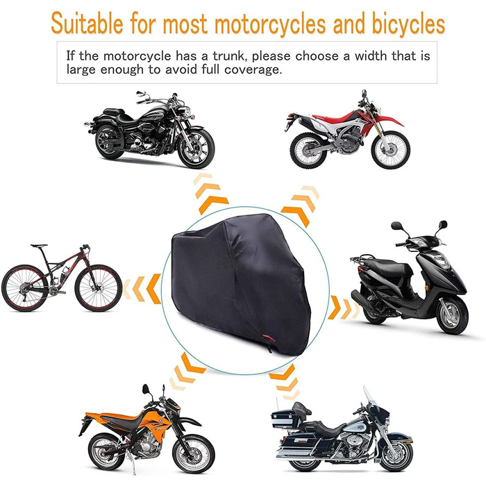 Чохол для мотоцикла Limirror, складаний, водонепроникний, для Harley-Davidson, Honda, Suzuki, захисна накидка для вулиці та приміщення, чорний, розмір L (220x95x110 см)